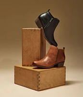 Lucky Brand Basel Smooth Leather Side Zip Block Heel Booties