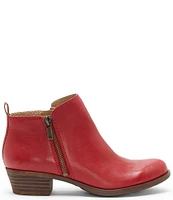 Lucky Brand Basel Smooth Leather Side Zip Block Heel Booties