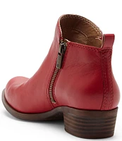 Lucky Brand Basel Smooth Leather Side Zip Block Heel Booties