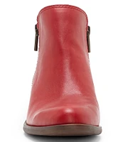 Lucky Brand Basel Smooth Leather Side Zip Block Heel Booties