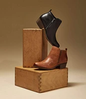 Lucky Brand Basel Smooth Leather Side Zip Block Heel Booties