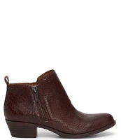 Lucky Brand Basel Snake Embossed Leather Side Zip Block Heel Booties