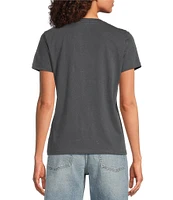 Lucky Brand Beaded Lotus Crew Neck Short Sleeve Tee Shirt