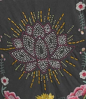 Lucky Brand Beaded Lotus Crew Neck Short Sleeve Tee Shirt