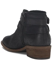 Lucky Brand Befind Distressed Leather Double Buckle Ankle Booties