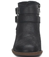 Lucky Brand Befind Distressed Leather Double Buckle Ankle Booties