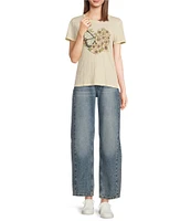 Lucky Brand Butterfly Heart Classic Crew Neck Short Sleeve Tee