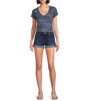 Lucky Brand Camo V Neckline Short Sleeve Tee Shirt