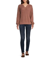 Lucky Brand Cashmere V-Neck Long Sleeve Pullover Sweater