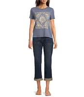Lucky Brand Celestial Frame Crew Neck Short Sleeve Tee Shirt