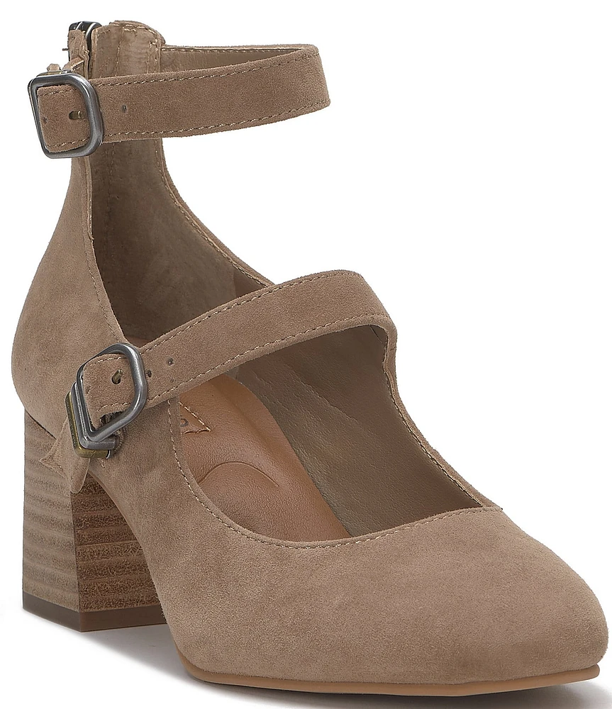 Lucky Brand Cemli Double Buckle Strap Suede Pumps