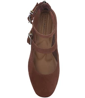 Lucky Brand Cemli Double Buckle Strap Suede Pumps