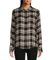 Lucky Brand Cloud Plaid Boyfriend Flannel Button-Front Shirt