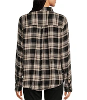 Lucky Brand Cloud Plaid Boyfriend Flannel Button-Front Shirt