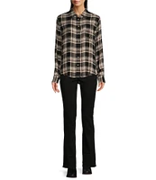 Lucky Brand Cloud Plaid Boyfriend Flannel Button-Front Shirt