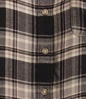 Lucky Brand Cloud Plaid Boyfriend Flannel Button-Front Shirt