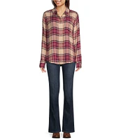 Lucky Brand Cloud Plaid Boyfriend Flannel Button-Front Shirt