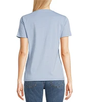 Lucky Brand Crew Neck Short Sleeve Floral Graphic Top