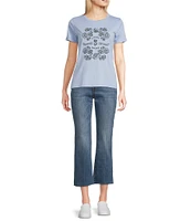 Lucky Brand Crew Neck Short Sleeve Floral Graphic Top
