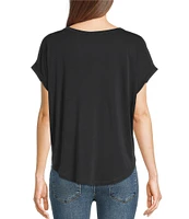 Lucky Brand Scoop Neck Short Sleeve Slouchy Round Hem T-Shirt