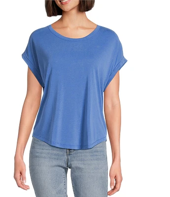 Lucky Brand Scoop Neck Short Sleeve Slouchy Round Hem T-Shirt