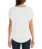 Lucky Brand Scoop Neck Short Sleeve Slouchy Round Hem T-Shirt