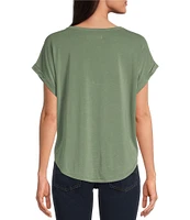 Lucky Brand Scoop Neck Short Sleeve Slouchy Round Hem T-Shirt