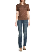 Lucky Brand Dot Print Crew Neck Short Sleeve Tee