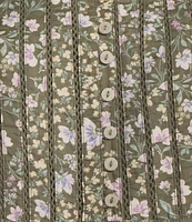 Lucky Brand Floral Point Collar Cap Sleeve Blouse