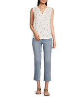Lucky Brand Gauze Split V-Neck Geo Print Popover Shirt