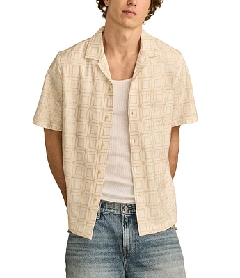 Lucky Brand Geometric Short Sleeve Button-Front Shirt