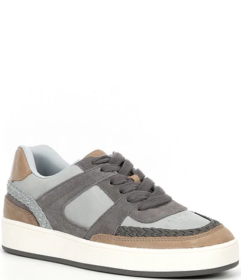 Lucky Brand Halinna Braided Detail Leather Suede Colorblock Sneakers