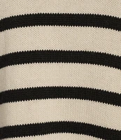 Lucky Brand Horizontal Stripe Side Slit Mock Neck Long Sleeve Sweater