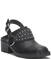 Lucky Brand Kalv Leather Studded Harness Moto Sling Clogs