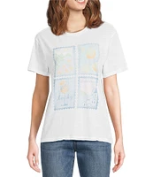 Lucky Brand Knit Crew Neck Short Sleeve Destination Stamp Tee