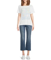 Lucky Brand Knit Crew Neck Short Sleeve Destination Stamp Tee