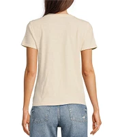 Lucky Brand Knit Queen Of Spades Crew Neck Short Sleeve Relaxed Fit Classic Tee