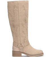 Lucky Brand Kujon 2 Floral Stitched Suede Harness Tall Boots