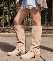 Lucky Brand Kujon 2 Floral Stitched Suede Harness Tall Boots