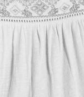 Lucky Brand Lace Square Neck Long Sleeve Embroidered Tiered Top