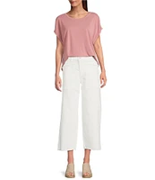 Lucky Brand Legend Stretch Denim High Rise Frayed Detail Wide Leg Jeans