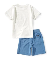 Lucky Brand Little Boys 2T-4T Short-Sleeve Americana Smiley Face T-Shirt & Solid Porkchop-Pocket Shorts Set