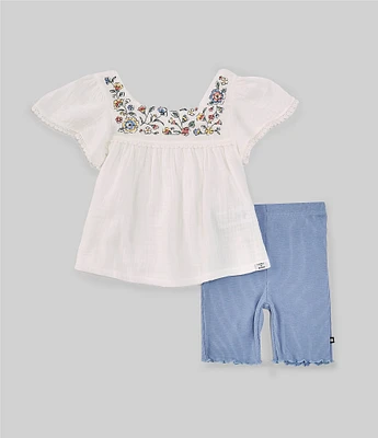 Lucky Brand Little Girls 2T-6X Woven Top & Biker Shorts Set