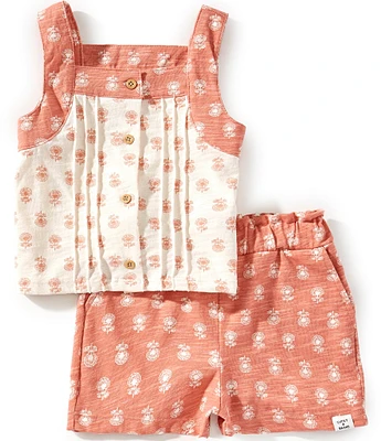 Lucky Brand Little Girls 4-6X Sleeveless Tank Top & Shorts Set