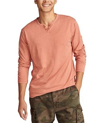 Lucky Brand Long Sleeve Burnout Notch Henley Shirt