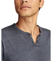 Lucky Brand Long Sleeve Burnout Notch Henley Shirt