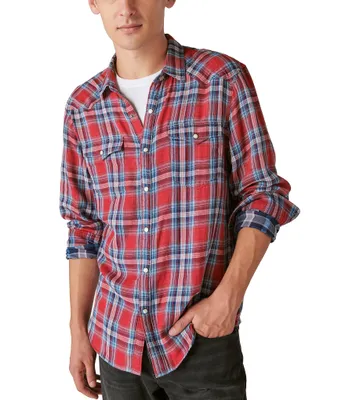 Lucky Brand Long Sleeve Plaid Western Shirt