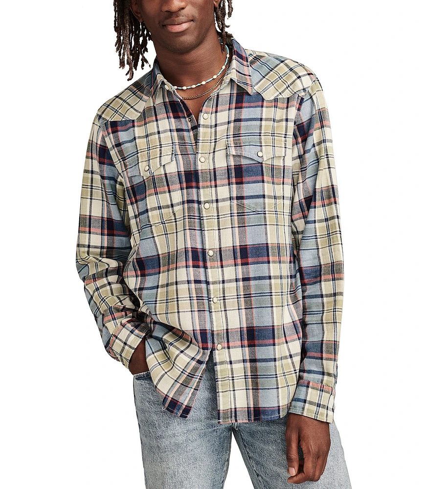 Lucky Brand Long Sleeve Plaid Woven Western Shirt