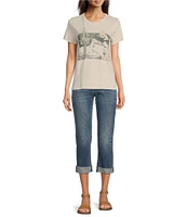 Lucky Brand Stretch Denim Mid Rise Cropped Relaxed Fit Jeans