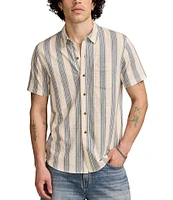 Lucky Brand Ombre Stripe Short Sleeve Linen Shirt